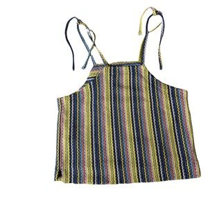 MADEWELL Rainbow Texture & Thread Crochet Stripe Tie Shoulder Tank